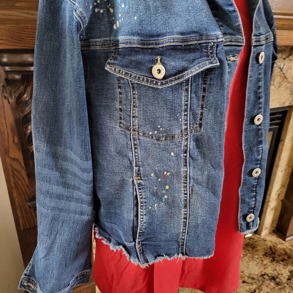 Ashley Stewart Blue Denim Grafitti Style Denim Jacket Size: 26/28 (NWT) - Picture 3 of 16